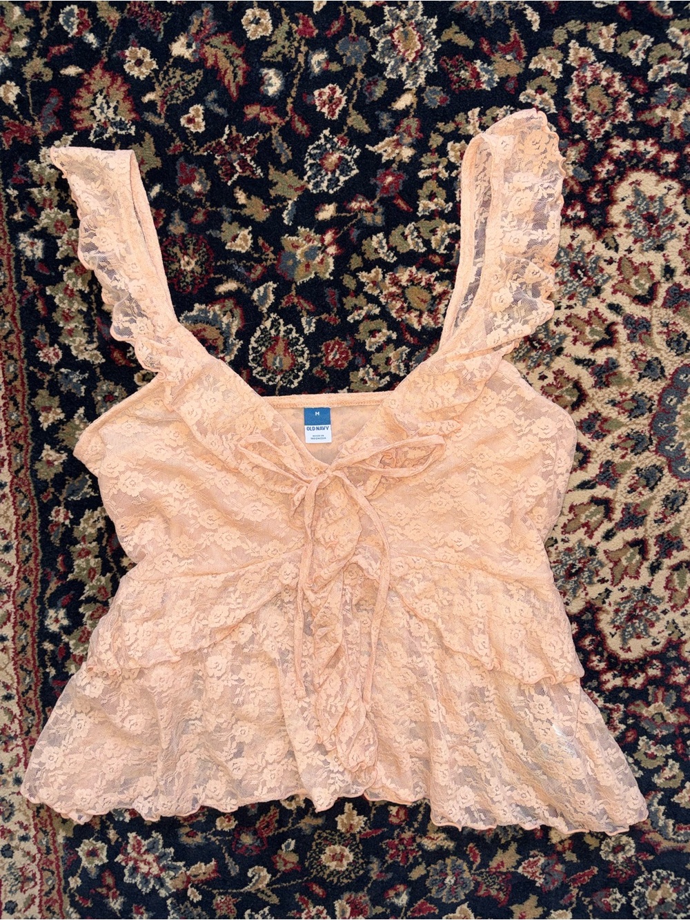 Old Navy Peach Lace Ruffle Tie-Front Cami